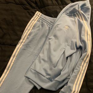 Baby blue adidas tracksuit